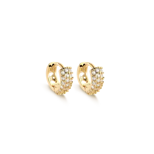 Argola Click 9mm Zircônias Folheada a Ouro 18k