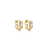 Argola Click 9mm Zircônias Folheada a Ouro 18k