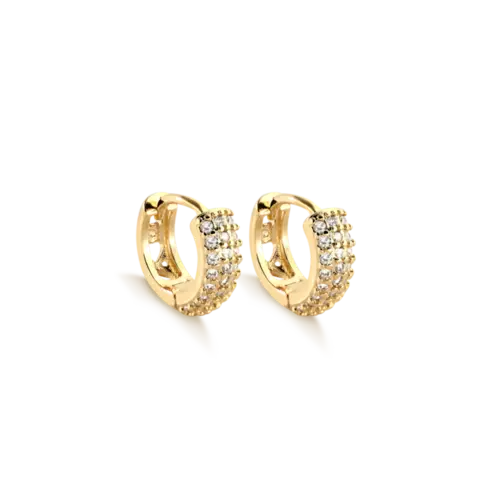 Argola Click 11mm Zircônias Folheada a Ouro 18k