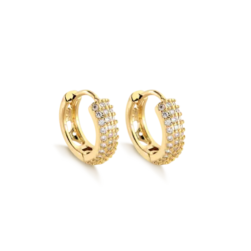 Argola Click 13mm Zircônias Folheada a Ouro 18k