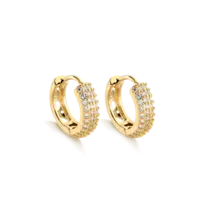 Argola Click 13mm Zircônias Folheada a Ouro 18k