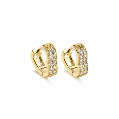 Argola Click Formato Coração Zircônia 13mm Folheada a Ouro 18k