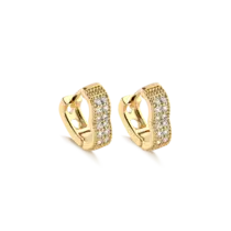 Argola Click Formato Coração Zircônia 13mm Folheada a Ouro 18k