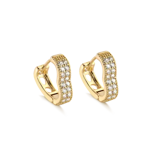 Argola Click Formato Coração Zircônia 15mm Folheada a Ouro 18k