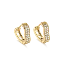 Argola Click Formato Coração Zircônia 15mm Folheada a Ouro 18k
