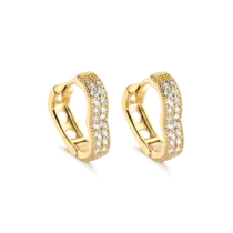 Argola Click Formato Coração Zircônia 17mm Folheada a Ouro 18k