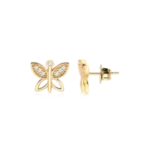 Brinco Borboleta Zircônia Folheado a Ouro 18k