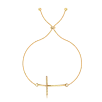 Pulseira Regulável Cruz Zircônia Folheada a Ouro 18k