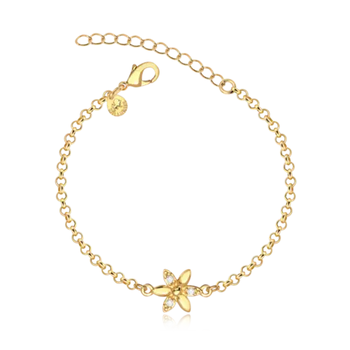 Pulseira Flor Zircônia Folheada a Ouro 18k